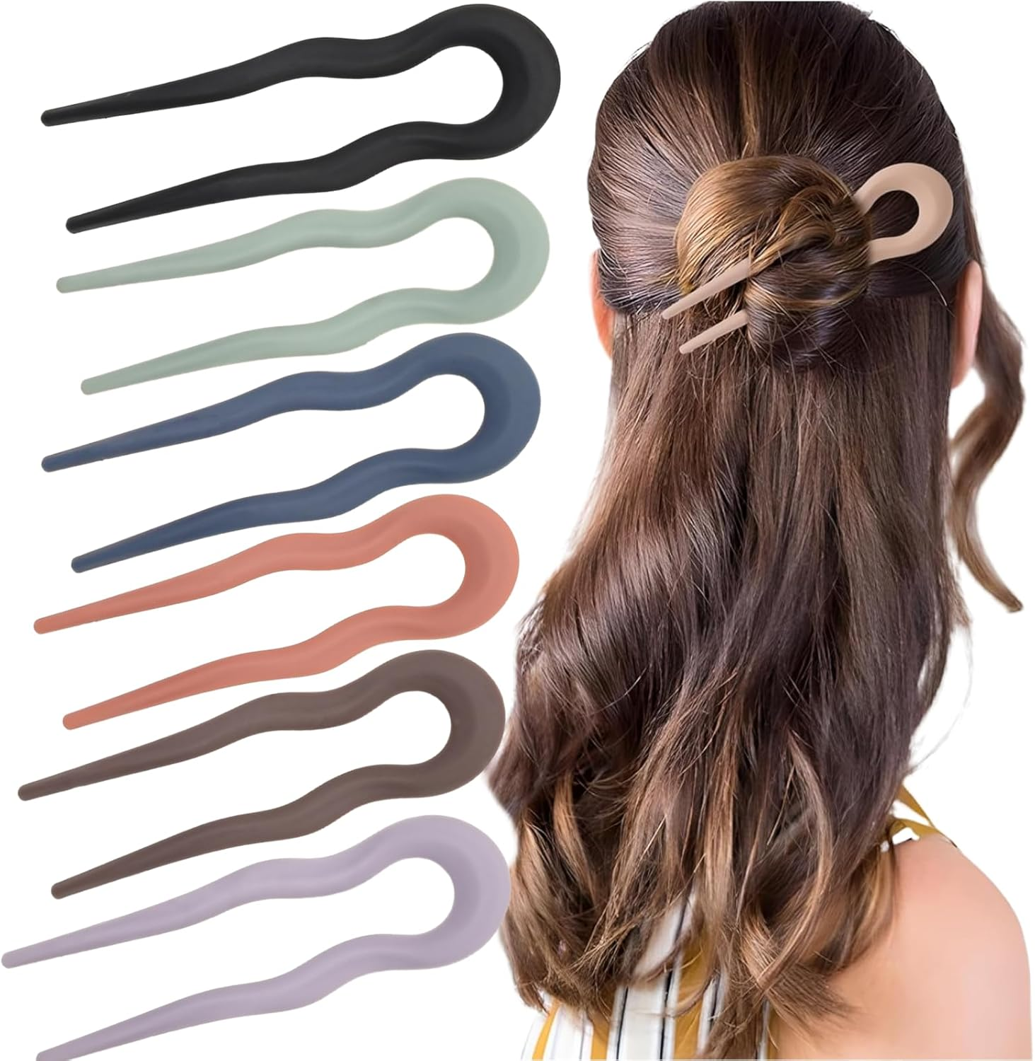 Azttior Pack of 6 U Shaped Hairpins, Large Hair Pins & Hairpin French Twist Hair Fork for French Twist Looks, French Hair Pin for Elegant Updo, Hair Pin & U Hair Pin for Women image number 5