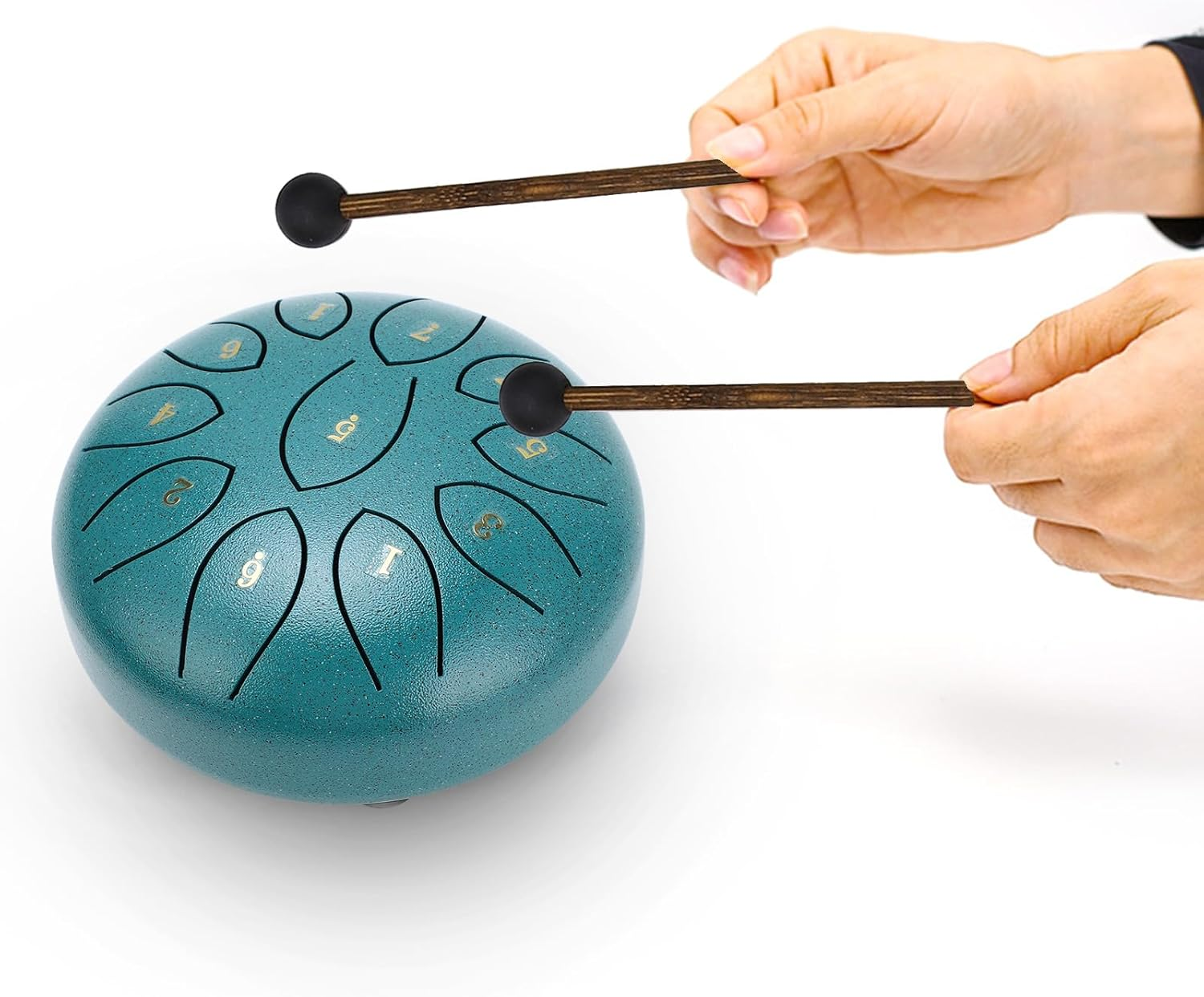 Jiawu Rain Drum, 6 Inch Steel Tongue Drum Rain Chime, Waterproof Sound Instruments for outside with Bag, Sticks, Musical Education Entertainment Meditation Yoga Zen Gifts (Green) - Green image number 6