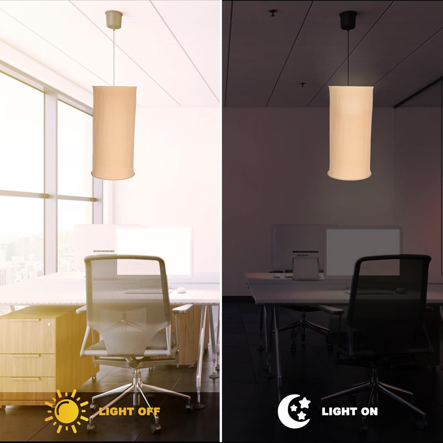 TOKIDNY Foldable Khaki Cloth Pendant Lamp Shade E27 35Cm Fabric Lampshade for Lighting Suitable for Living Room and Bedroom image number 3