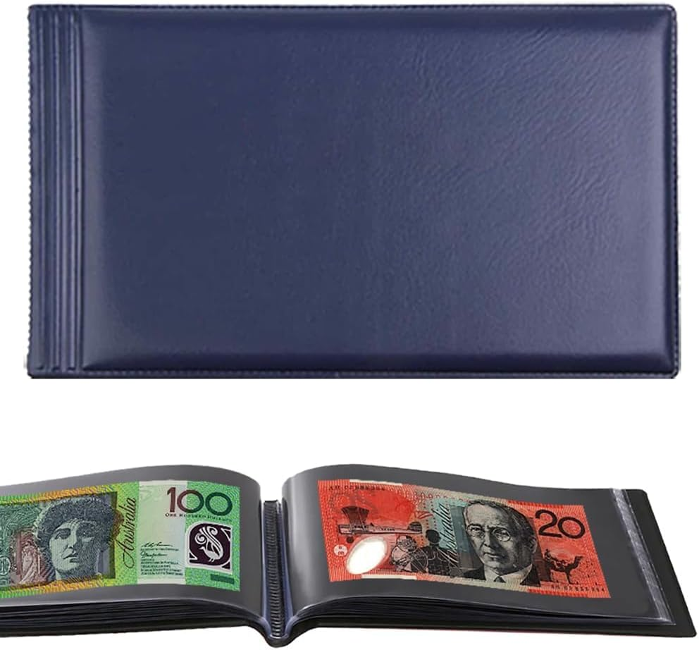 Banknotes Album Collection Storage Currency Holder Pocket Paper Money (Black)