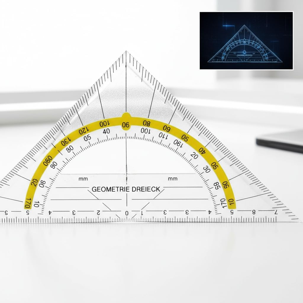 My-Goodbuy24 Geometry Triangle - Pack of 12 - Flexible Material - Shatterproof - Transparent - Set Square for School and Office - Ruler image number 6