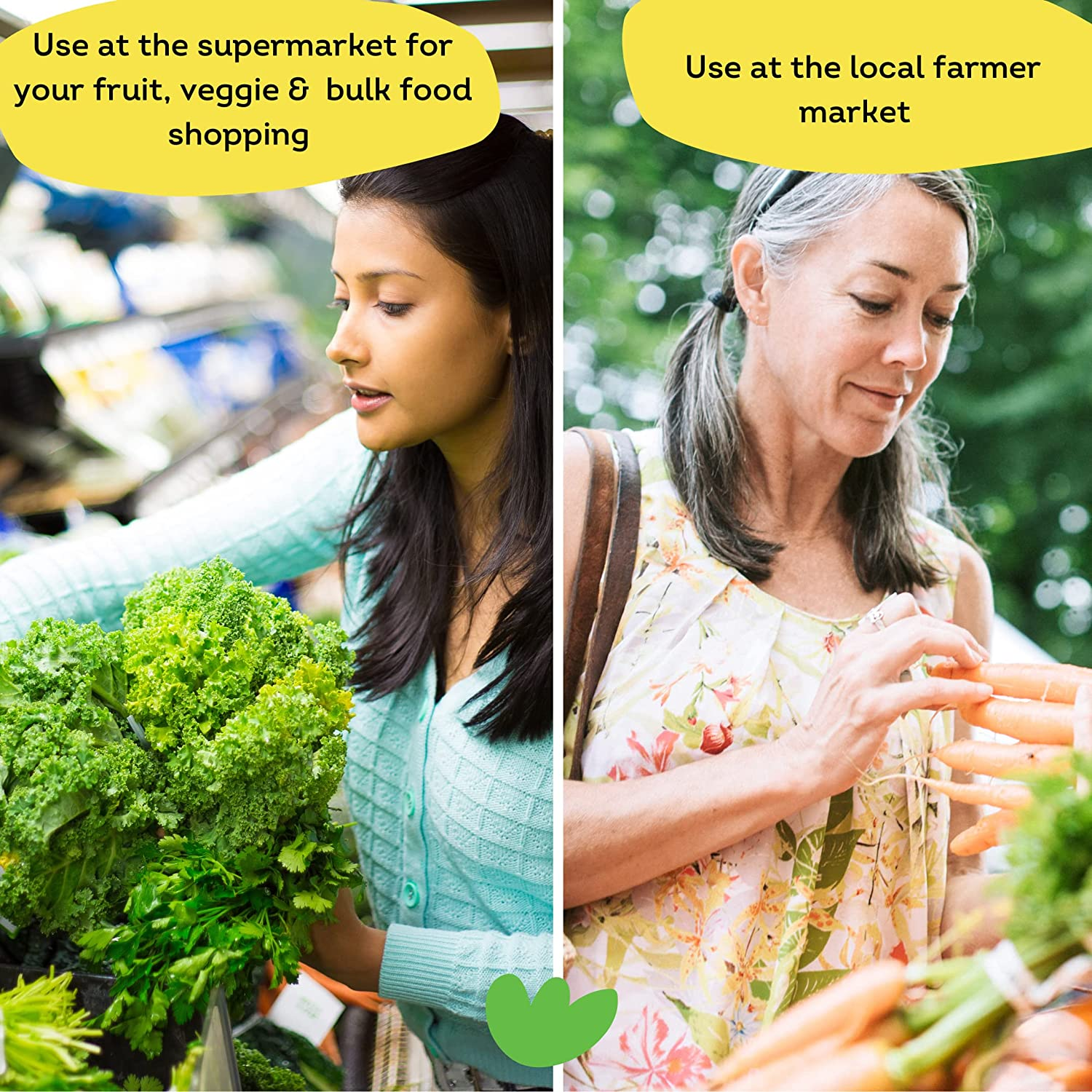 EKOH Reusable Produce Bags | Set of 6 Washable Organic Cotton Drawstring Bags | Double Stitched Muslin Shopping Bag | Bread, Onions, Fruit Veggie Grocery Storage Bags - 3 Size (2S, 2M, 2L) image number 2