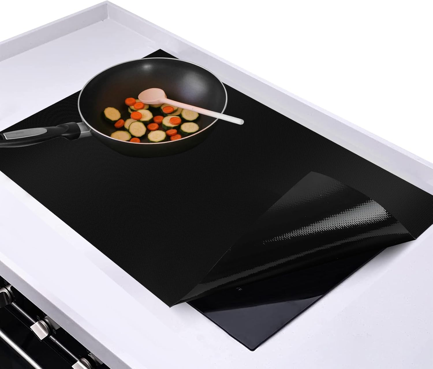 Induction Cooker Protector, Silicone Oil Proof Flexible Flame Retardant Cooktop Protection Mat, Rectangular Hot Pot for Kitchen Cooking (40 * 60Cm) image number 4