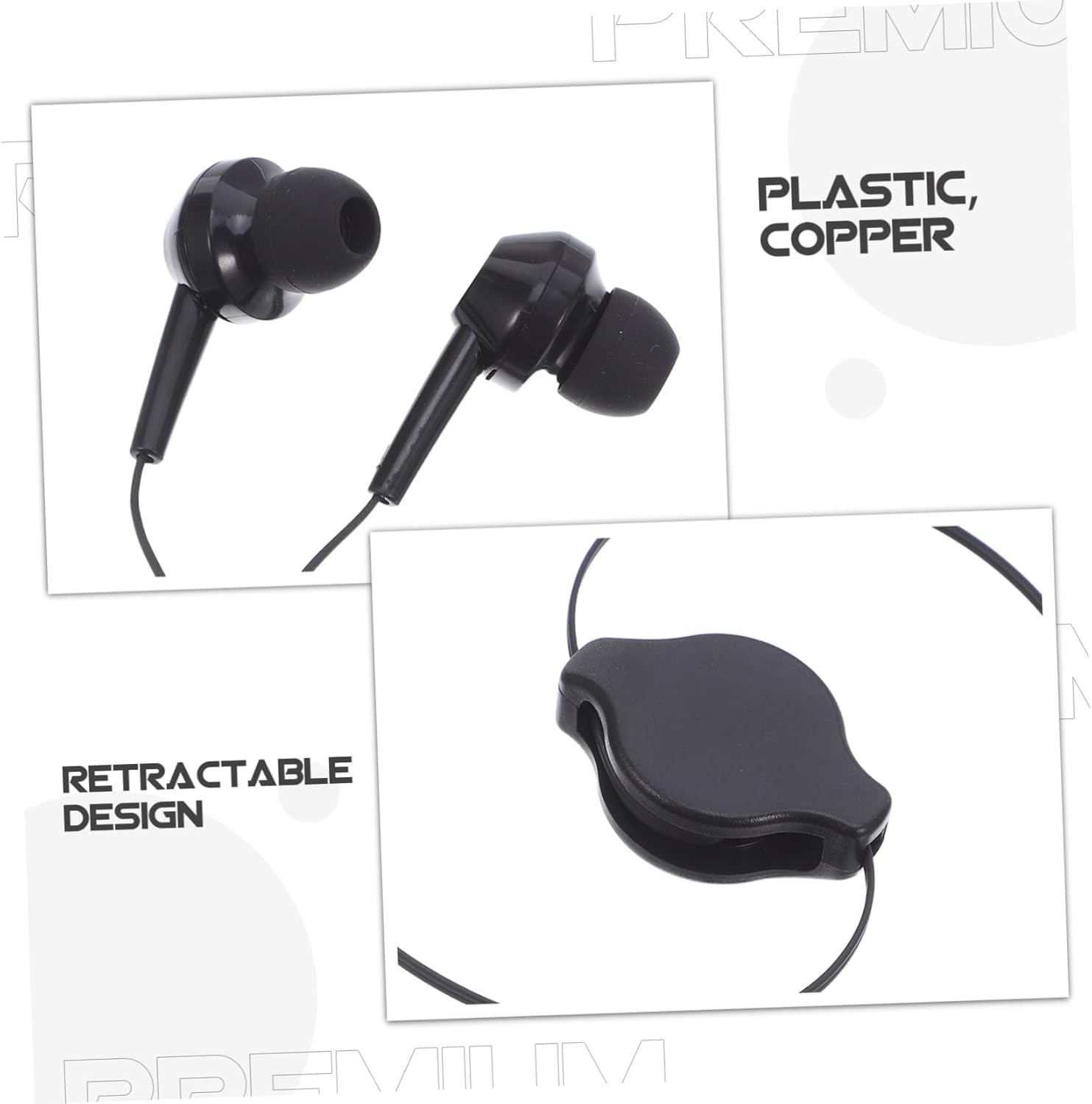 DOITOOL 2Pcs Double-Pull Retractable Earphones Wired for Boys and Girls Ear Earbuds Portable Retractable Headphones for Running and Sports Activities image number 1