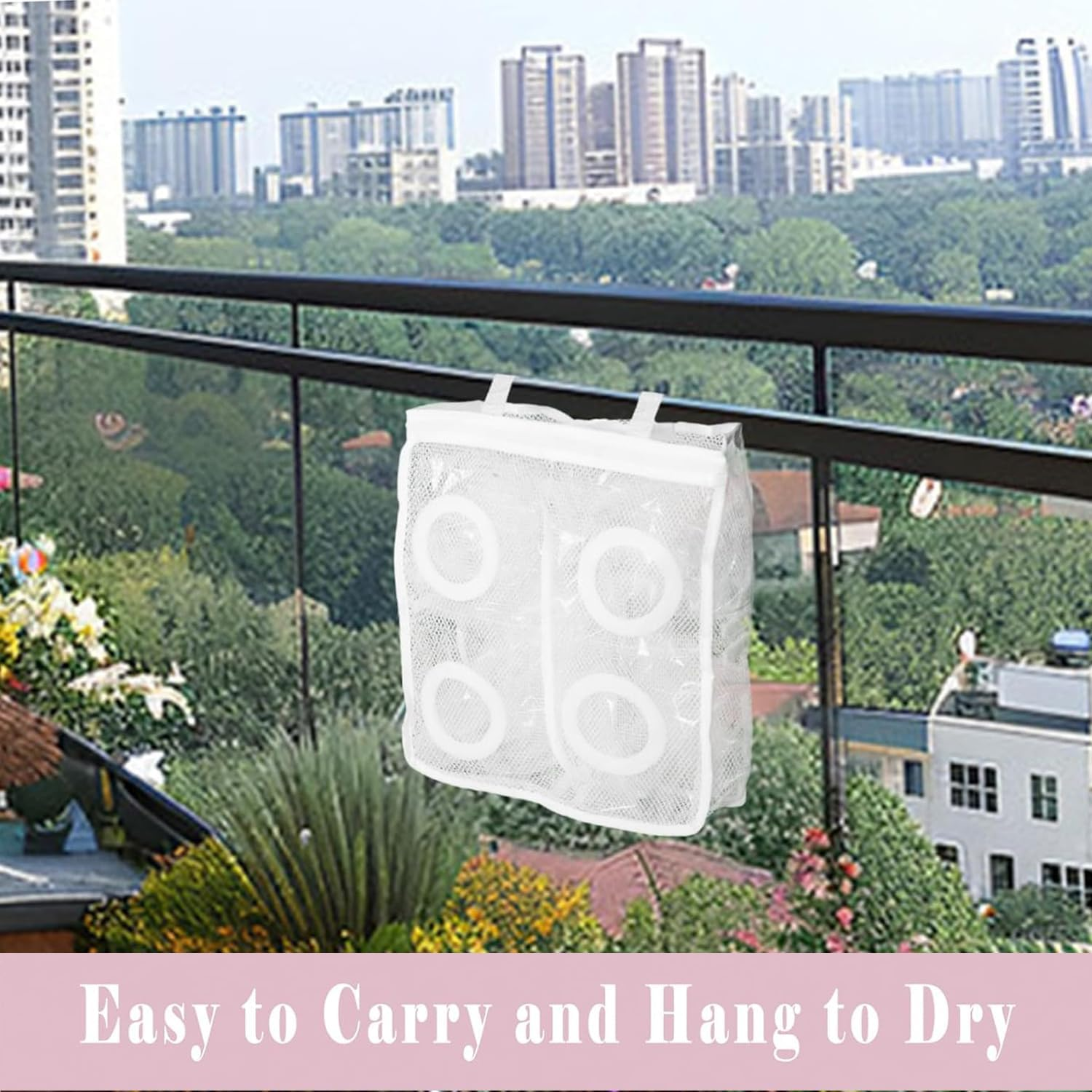 Yharnamite 2 Pcs Mesh Laundry Bags, Shoes Wash Bags, Travel Laundry Bag, Sneaker Mesh Washing Bag Shoe Bag for Washing Machine, Laundry Bag White Laundry Washing Bags Net image number 6