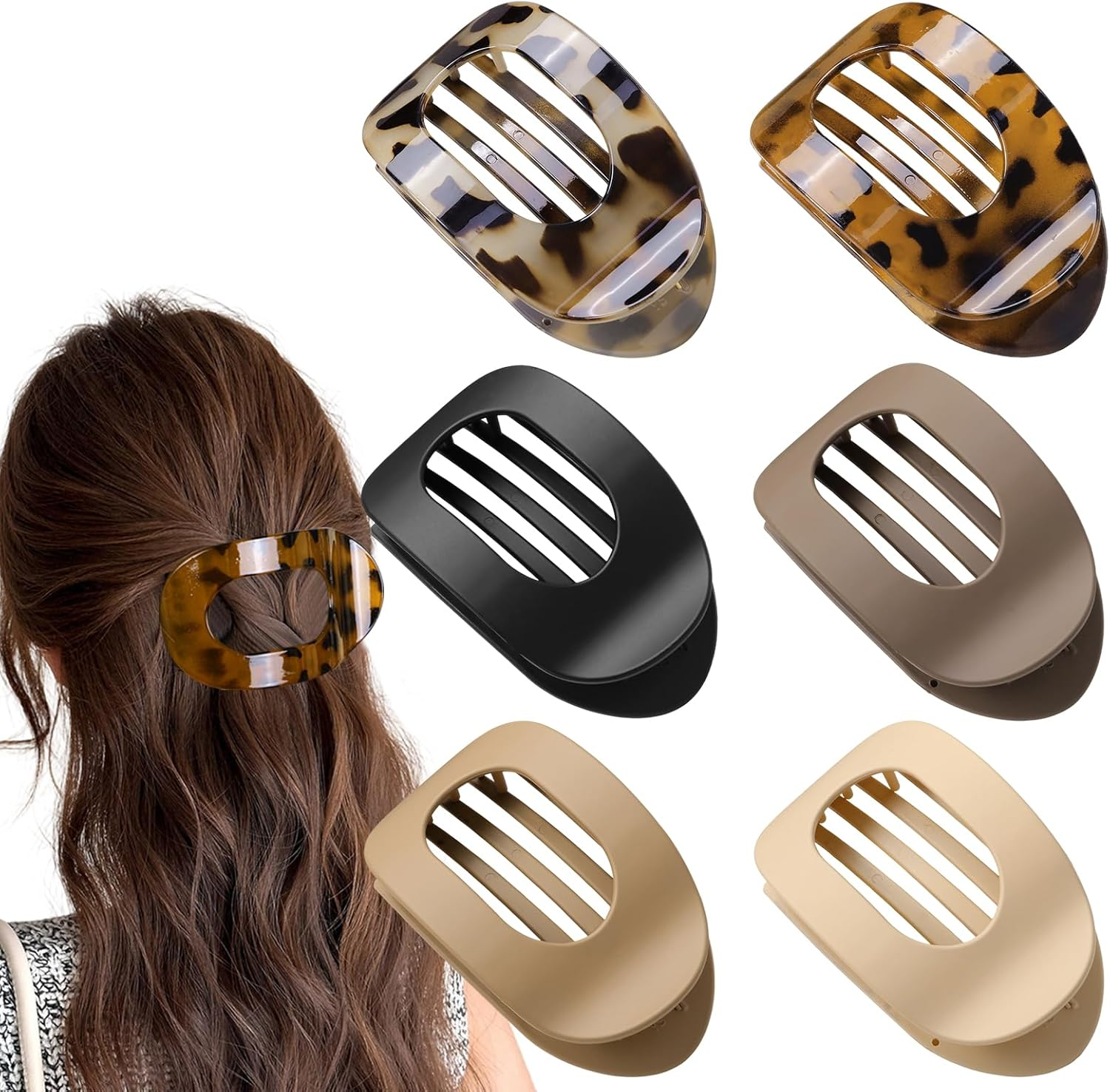 Moerstar Pack of 6 Women'S Hair Clips, Large Simple Elegant Non-Slip Flat Claw Clip Strong Hold Hair Clips for Thick Thin Fine Hair Women Girls (Style 4) image number 3