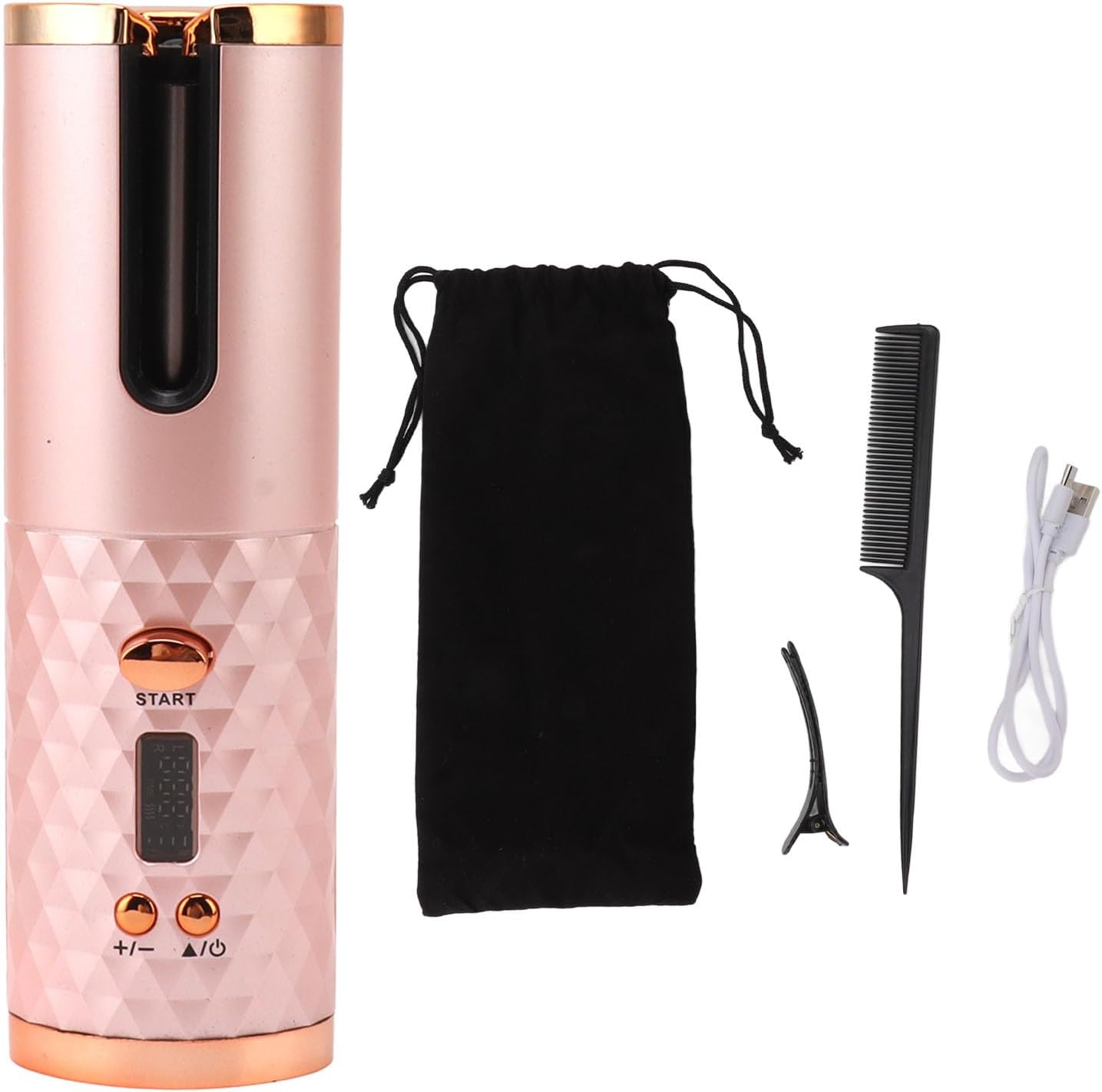 Cordless Hair Curler USB Rechargeable Hair Curling Wand Portable Electric Curling Iron, Automatic Curling Iron, Digital Display for Hair Styling, Fast Heating Hair Styling Tool image number 3