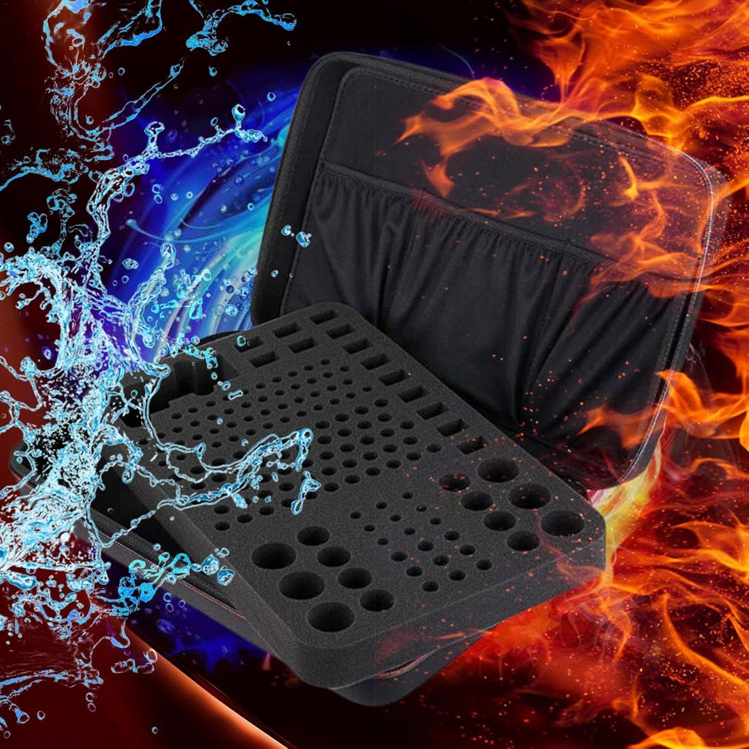 Black Waterproof Battery Organizer - Hardshell Storage Case Holds 147 AAA/AA/C/D/9V Batteries, EVA Holder Box image number 4