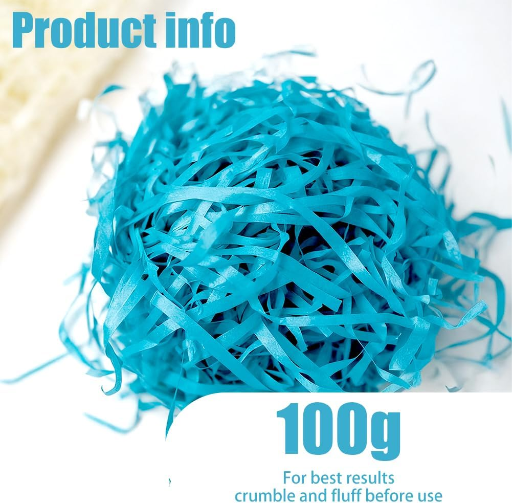 Geli 100G Shredded Tissue Paper for Gift Boxes,Soft Shredded Paper for Hampers Filling and Packaging Filler Shreds Stuffing Paper for Christmas Birthday Decor (Blue) image number 5