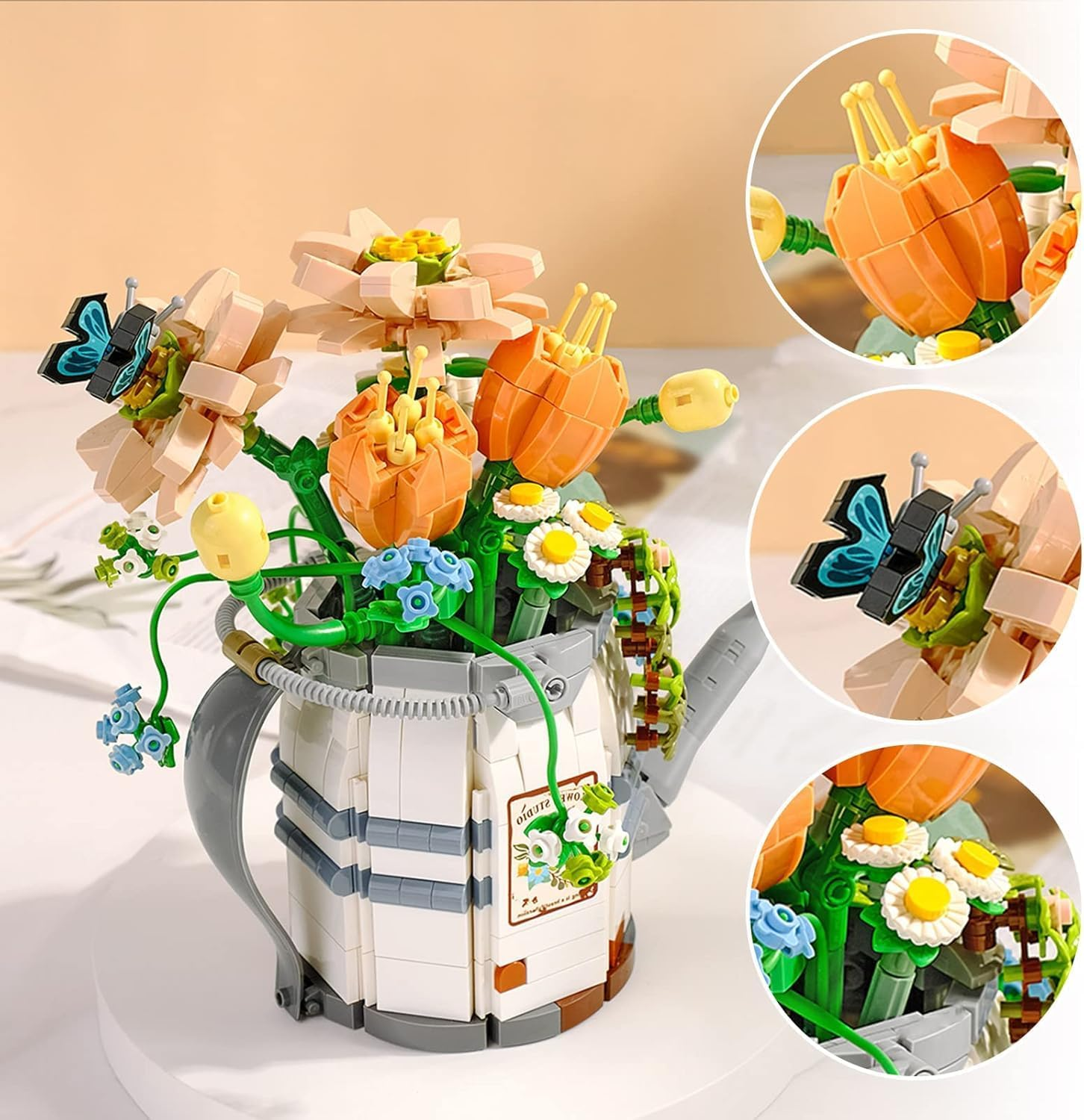 Toymart Watering Can Bouquet Building Set &ndash; 973 Pcs Mini Bricks Flower Pot Model for Adults and Kids, DIY Plant Building Block Set, Creative Flower Basket Home Decor, Botanical Gifts image number 1