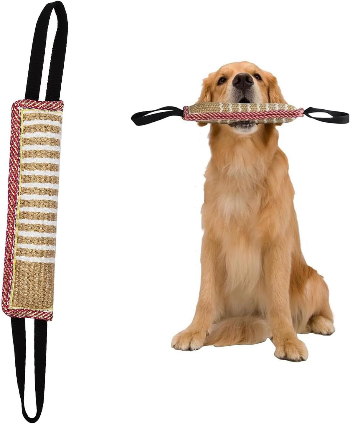 Dog Tug Toy Dog Bite Stick,Tug of War Dog Toy 1 Pcs Jute Bite Pillow with 2 Handles for Puppy Training Interactive Play, Lasting Training Equipment,Suitable for Small Medium Large Dogs