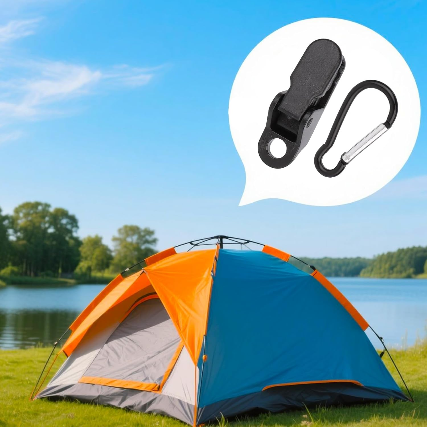 20Pcs Heavy Duty Tarp Clips with 20Pcs D Buckles, Adjustable Waterproof Tarp Clamps Reusable Tarpaulin Clips D-Shaped Hooks for Tents Canopy Boat Pool Cover image number 4