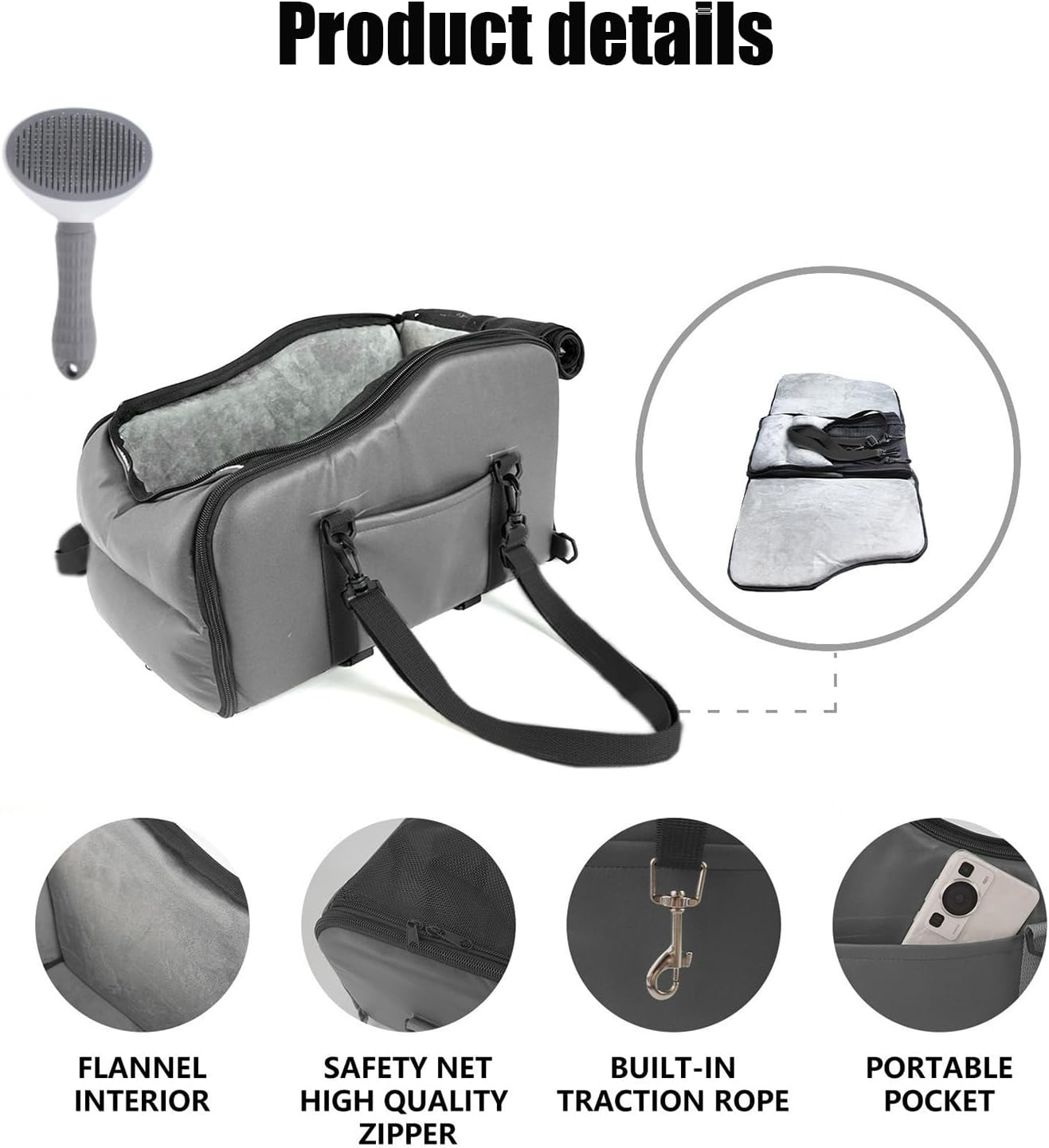 Console Dog Car Seat for Small Dogs & Cats - Pet Booster Seat with Safety Belt, Soft Cushions & Detachable Support, Portable Center Console Pet Car Carrier image number 2