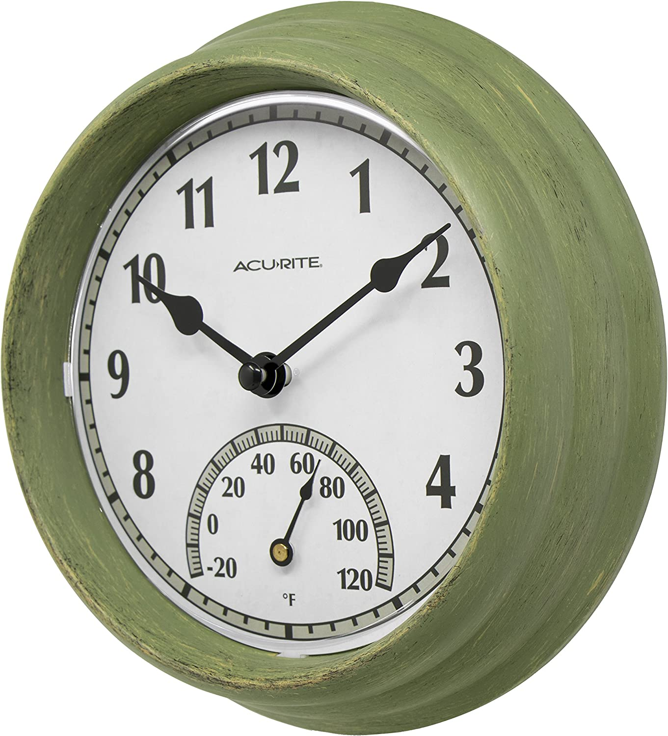 Acurite 02470 Rustic Green Outdoor Clock with Thermometer, 8.5" - Copper Finish image number 3