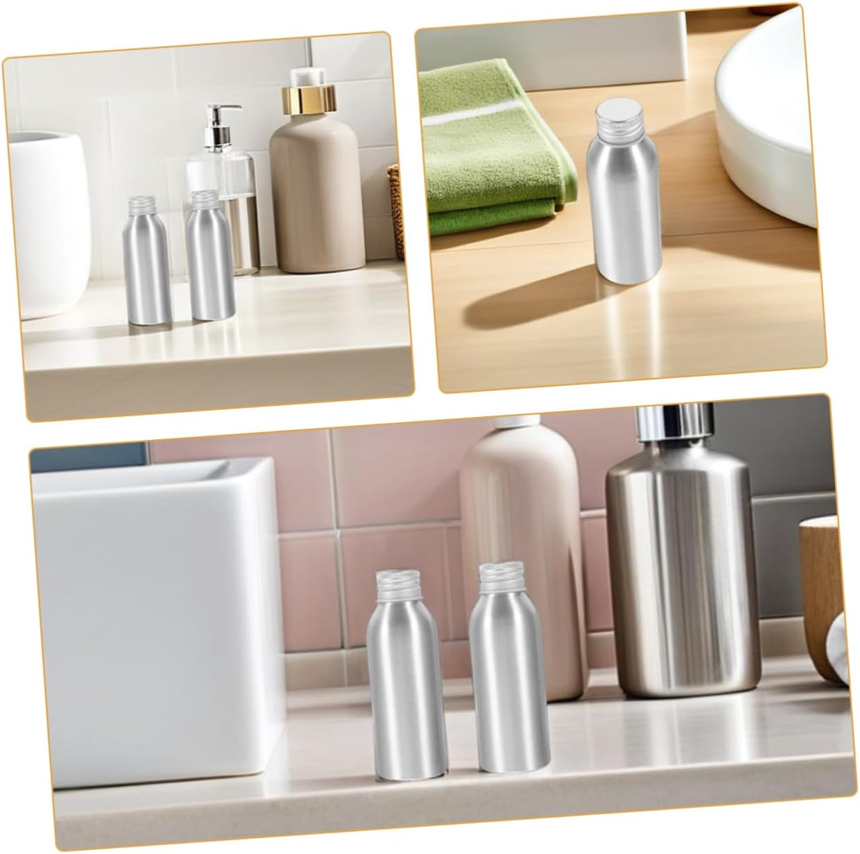 BESTYASH 5Pcs Travel Essential Oil Bottles Aluminum Oil Jars Refillable Dispensers Leakproof Empty Aluminum Bottles for Fragrance image number 4