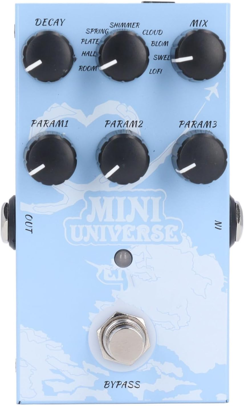 Guitar Effect Pedal, Digital 9 Reverb Guitar Effects Pedal, Room Hall Plate Spring Shimmer Cloud Bloom Swell Lofi, Multi Effects Guitar Pedal with True Bypass Mode image number 1