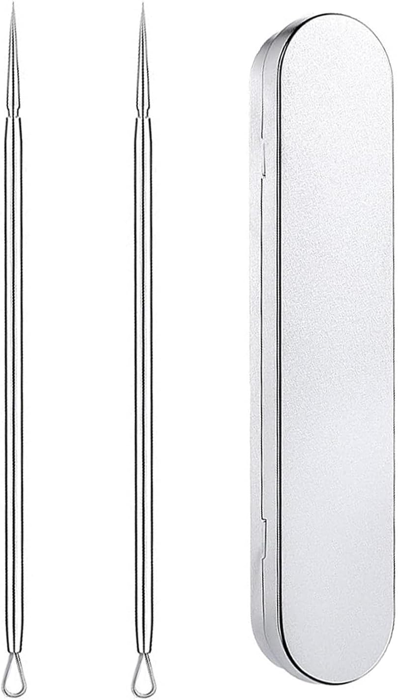 Yxvyxymyxxg Titanium Lancet Needle Pimple Popper Tool Professional Comedone and Blackhead Remover for Facial Milia Whitehead Extractor Skin Care Kit 2 Pieces with Storage Box image number 1