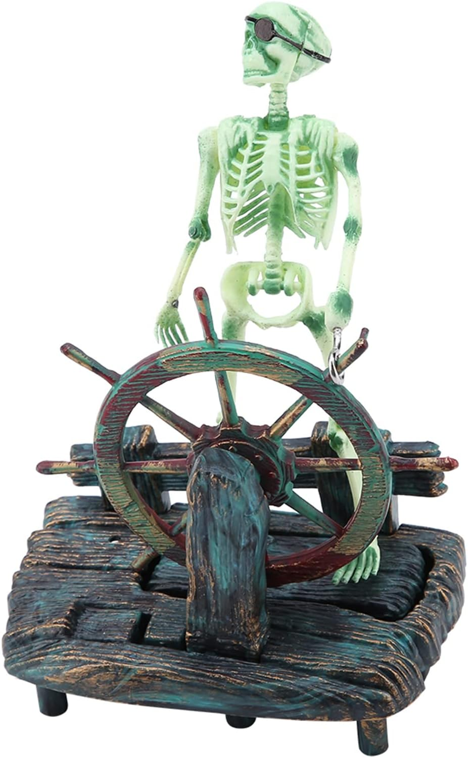 Pirate Captain Skeleton Aquarium Decoration, Vivid Underwater World with Air Action Bubbler for Fish Tank, Landscape Ornament, Ideal Fish Tank Decor image number 2