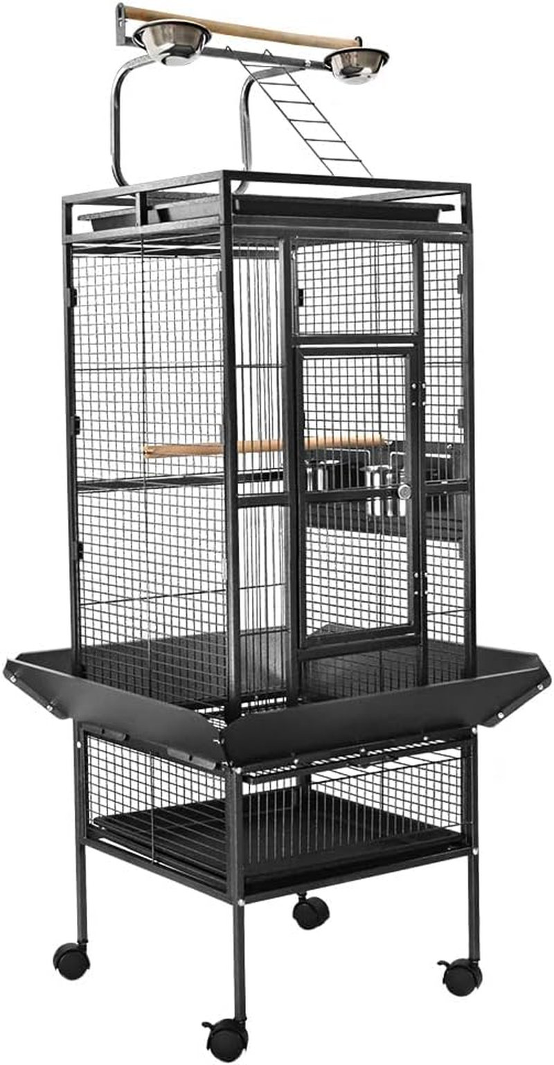 Taily Bird Cage Stand-Alone Aviary 155Cm Large Bird Cages Travel Stand Budgie Parrot Birdcage with Removable Tray Black image number 5