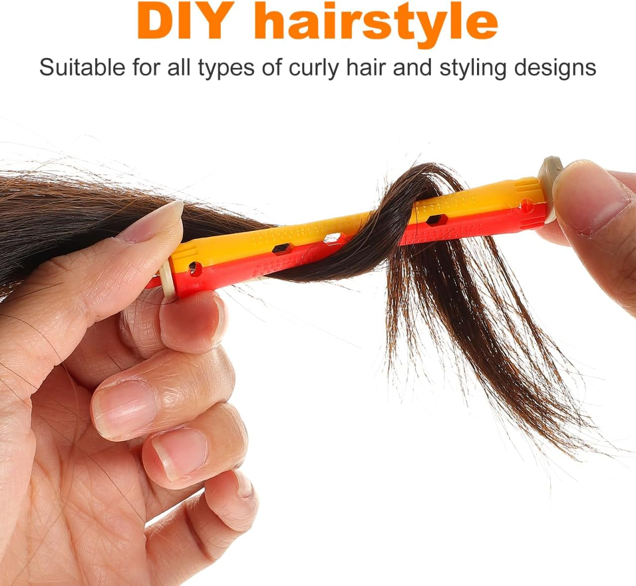 Housoutil Pack of 24 Perm Curlers with Elastic Rubber Band, Plastic Curling Irons for Women, Hairdresser Styling Tool for Retro Waves at Home and Salon image number 5