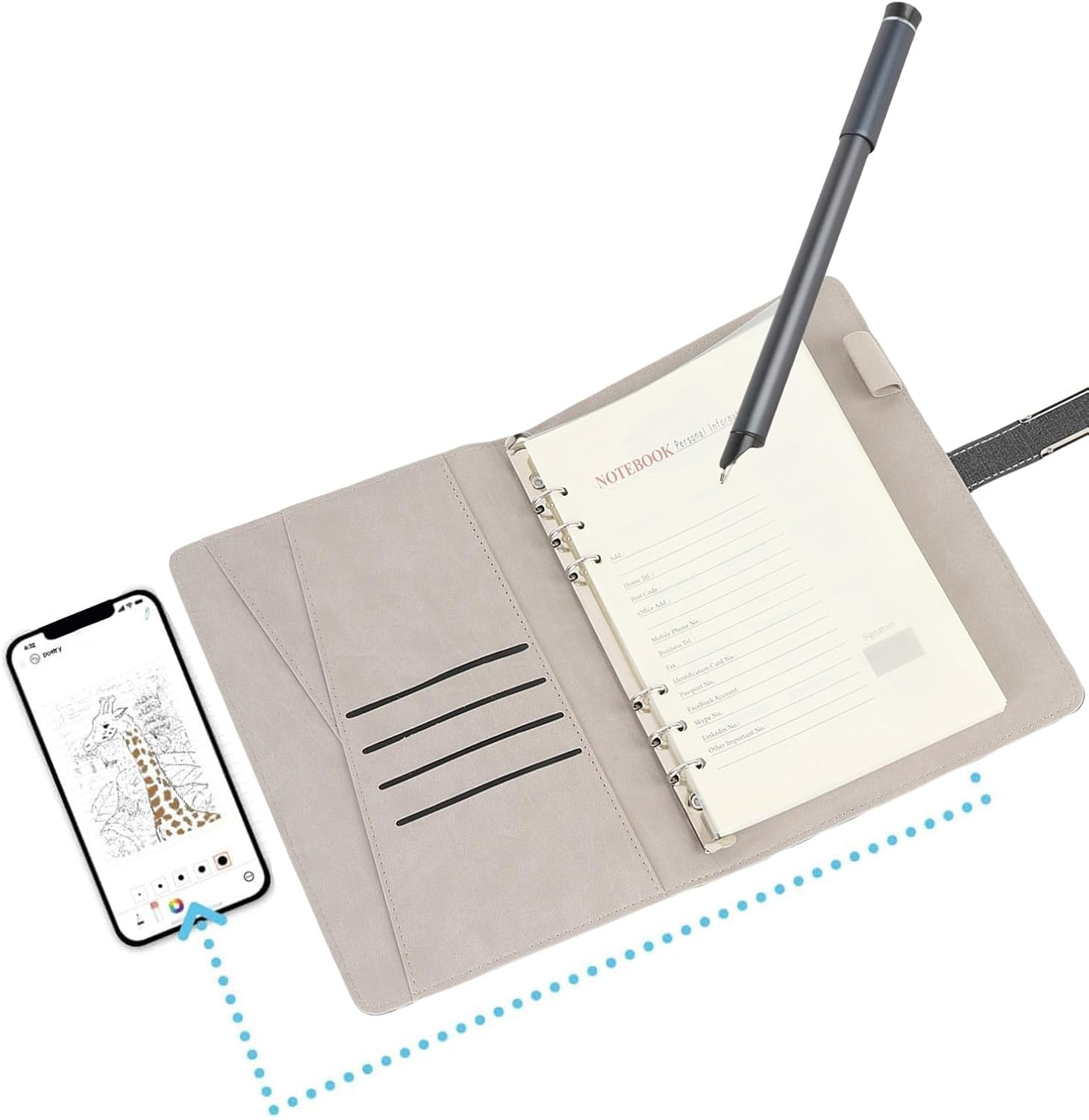 3 in 1 Digital Notebook with Smart Pen, Bluetooth Paper OCR Digital Pen, Real-Time Sync for Digitizing, Convert to Text, Storing, and Sharing Paper Notes (Black)