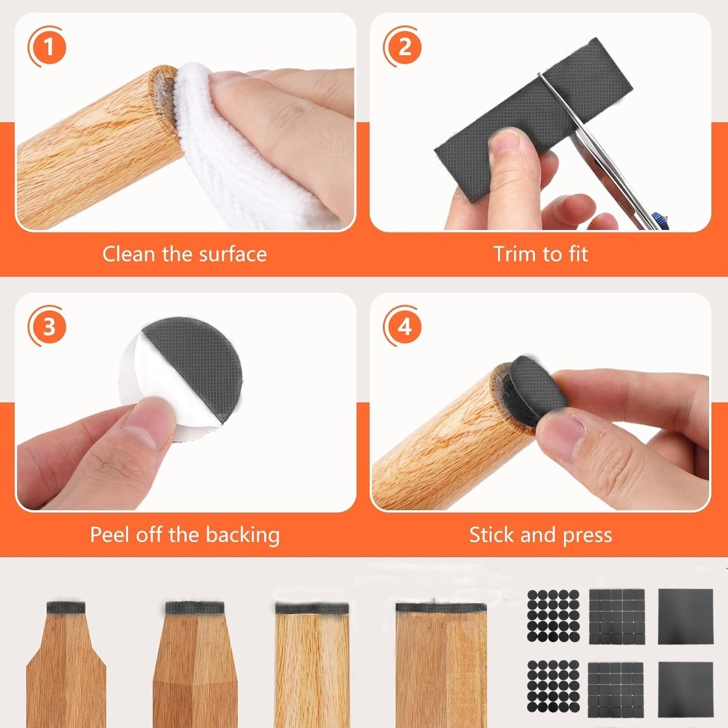 FLAFARY Non-Slip Furniture Pads Floor Protectors, Rubber Stickers Self-Adhesive Furniture Felt Pads for Chair, Table, Couch, Bed(102 PCS) image number 6