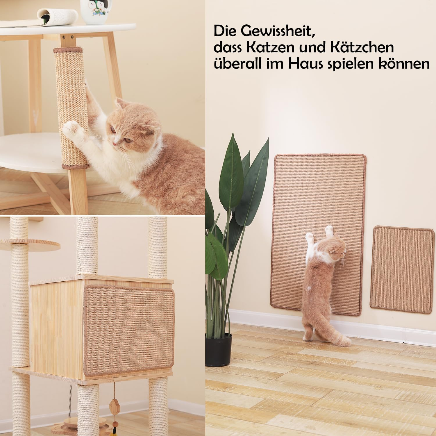 VCANIVR Cat Scratching Mat, Pack of 2, 50 X 30 Cm, Sisal Carpet, Cat Scratching Mat, Scratching Board, Scratching Mat for Protects Carpets and Sofas image number 4