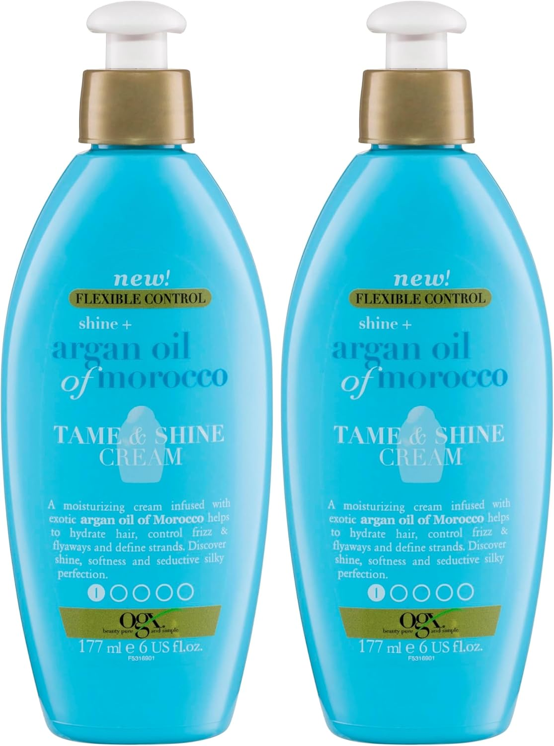 Ogx Flexible Control Shine + Hydrate Argan Oil of Morocco Tame & Shine Cream for Frizzy Hair 177Ml|Hydrates Hair, Control Fizz, Flyaways & Define Strands (Pack of 2) image number 5