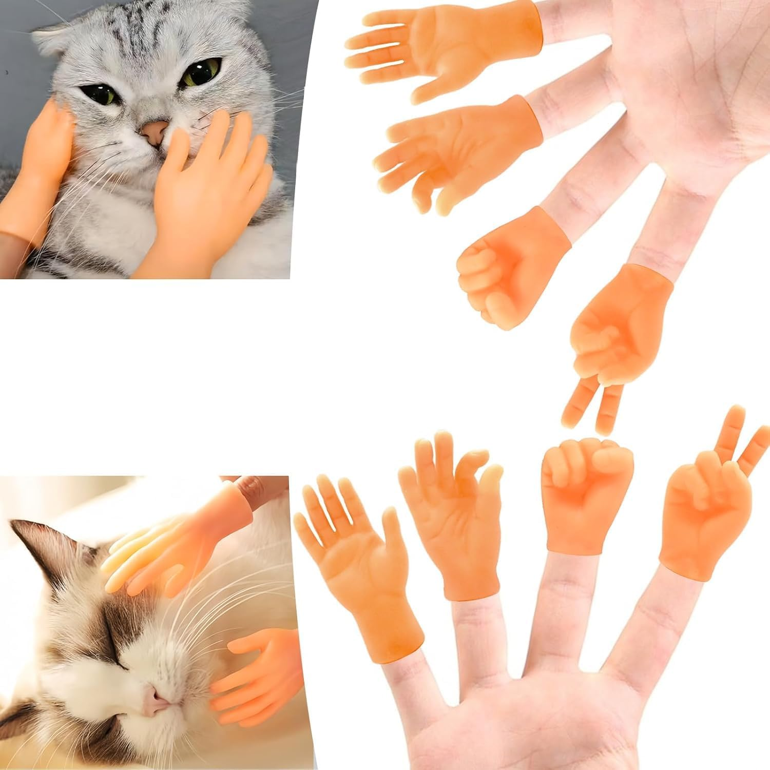 Rubber Small Mini Finger Hands Set, 6Pcs Creativity Finger Puppet Hands, Rubber Tiny Hands Middle Finger Toy, Cat Mini Hands Funny Finger Toy for Cats image number 6