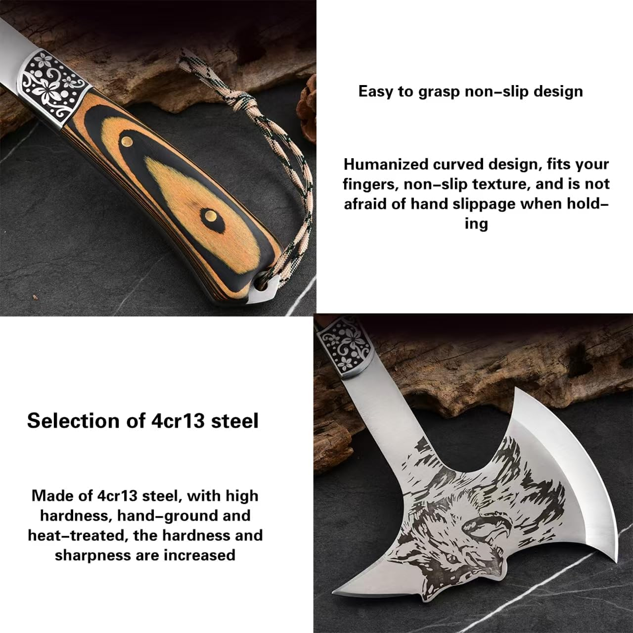 Vbvbip Multi-Functional Outdoor Axe - Garden Hatchet for Camping, Survival, and Tree Cutting - Portable Durable Design for Outdoor Enthusiasts image number 2