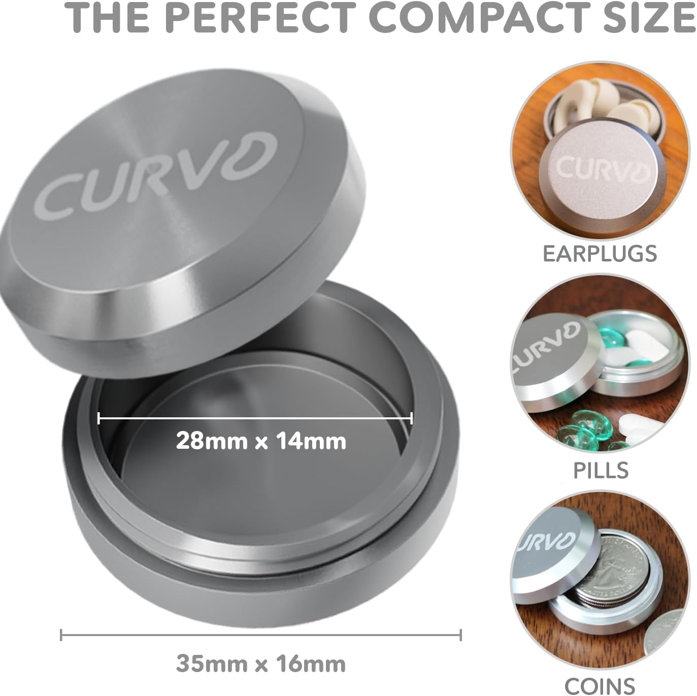 CURVD Premium Carrying Case - Durable Travel Keychain Container, Small Waterproof Holder for Earplugs, Pills, Coins Compatible with Loop, Eargasm & Vibes, or Compact Mini Purse Pill Box Container image number 2