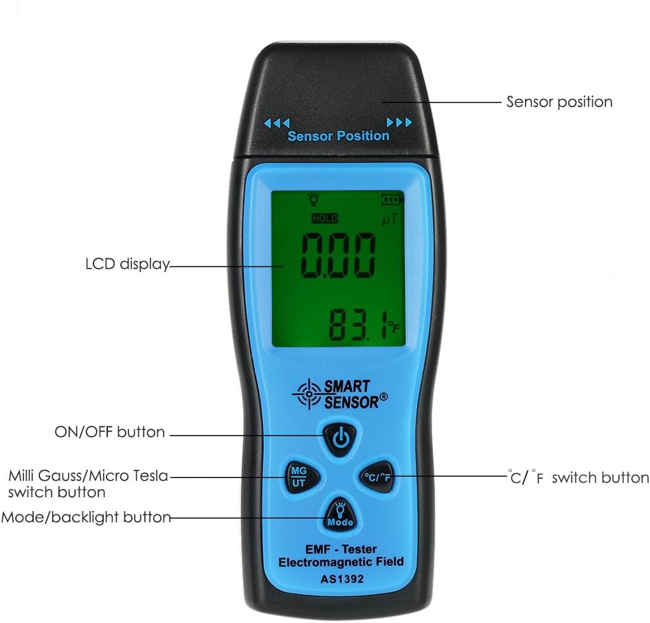 Domary Handheld Mini Digital LCD EMF Tester Electromagnetic Field Radiation Detector Meter Dosimeter Tester Counter image number 2