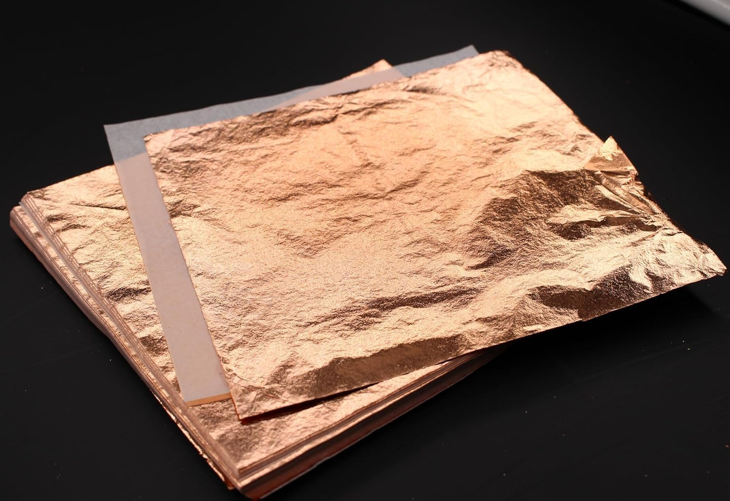 Metal Leaf Sheets Imitation Gold,Silver,Copper Leaf Sheet for Arts, Gilding Crafting, Painting, Furniture Decoration, Oose Leaf Interleaved (Rose Gold) image number 4