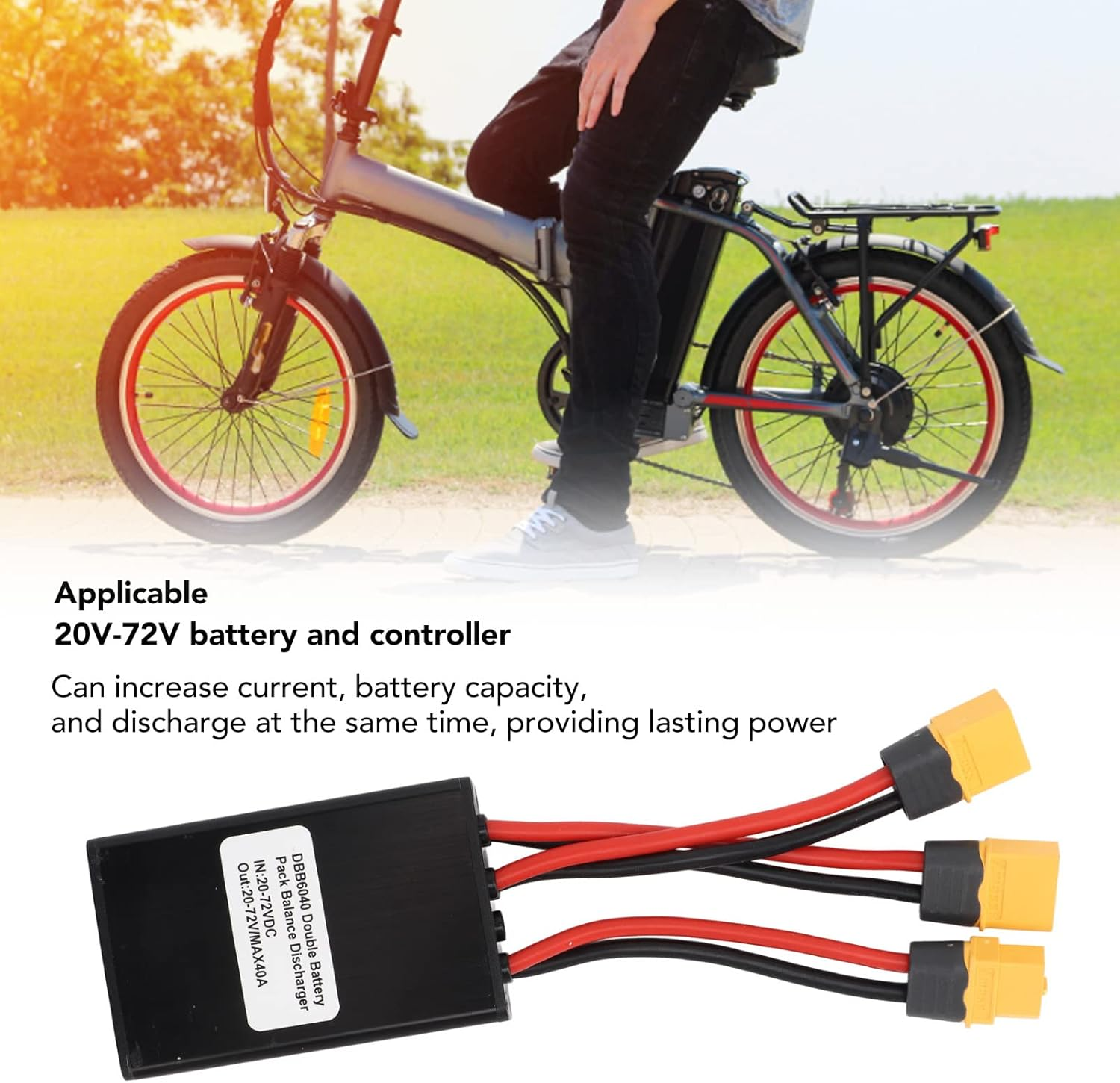Dual Battery Discharge Converter for E Bike, Parallel Battery Adapter for Increase the Capacity, Parallel Equalization Module XT60 Connector, Dual Battery Pack Switch 20V - 72V image number 2