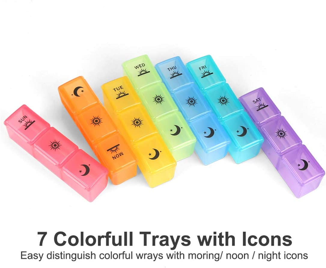 Weekly Pill Organizer,3-Times-A-Day 7 Day Pill Box Large Compartments Moisture-Proof Pill Case Medication Reminder Portable Travel Container for Vitamins Fish Oil Compartments Supplements image number 6