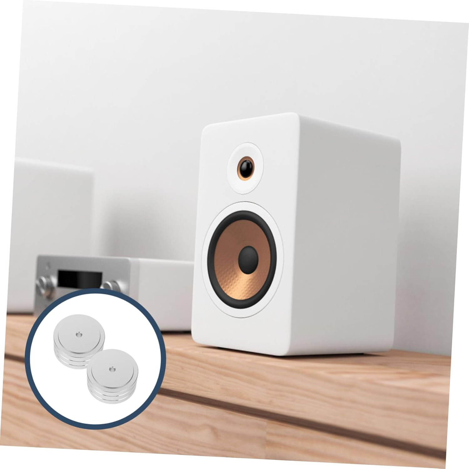 FUNNETOYU 2Pcs Aluminum Alloy anti Vibration Feet Cushions Speaker Isolation Pads for Hifi Amplifier Audio Equipment Silver Small Size Suitable for Home Theater image number 4