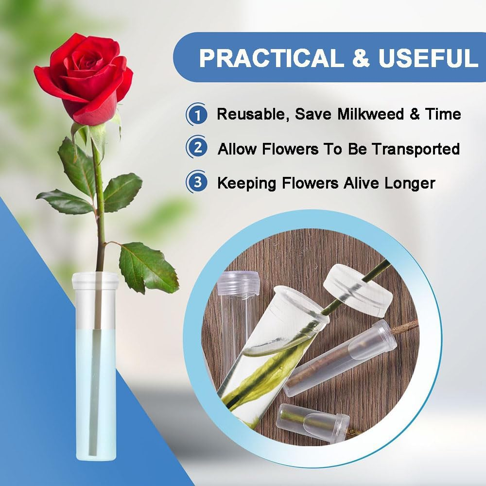 50 Pcs Floral Water Tubes, Leak-Proof Flower Stem Holders for Wedding Centerpieces, Home Decor, Artificial Arrangements - 72Mm Reusable Tubes image number 4