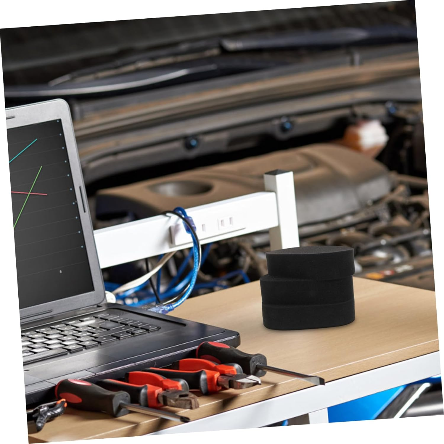 PLAFOPE 3Pcs Car Wheel Polishing Sponge High Density Waxing Pads for Auto Cleaning and Polishing Scratch Absorbent Sponges for Car Wheel Care and Maintenance image number 5