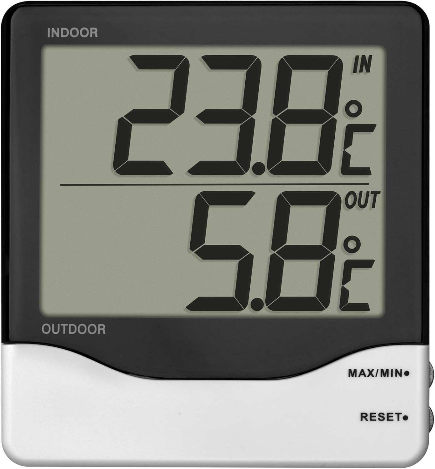 TFA Dostmann Digital Indoor/Outdoor Thermometer 30.1011 Large Display High and Low Values Indoor Outdoor Temperature Black L140 X W24 X H235 Mm (L) 102 X (W) 21 (50) X (H) 110 Mm image number 1