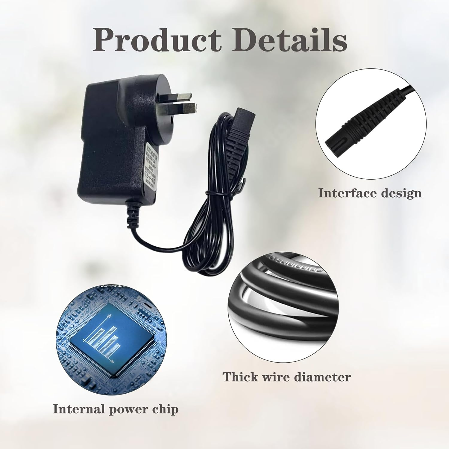 Shaver Charger Cable for Braun Charger Compatible with Braun Series 9 Pro, Braun Series 7, 5, 3, 1, 12V 0.4A AC Power Supply Adapter for Braun Razor 3040S 340S 310S 370 720 760Cc 790Cc 720S-4 7865Cc image number 4