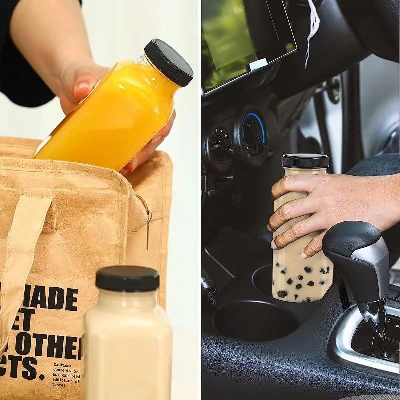 12Pcs Juice Bottles with Caps,350 ML Plastic Clear Reusable Water Bottle, Empty Juice Bottles for Juicing, Smoothie, Drinking and Other Beverages,Each Set Also Comes with a Brush, Funnel and Stickers image number 3