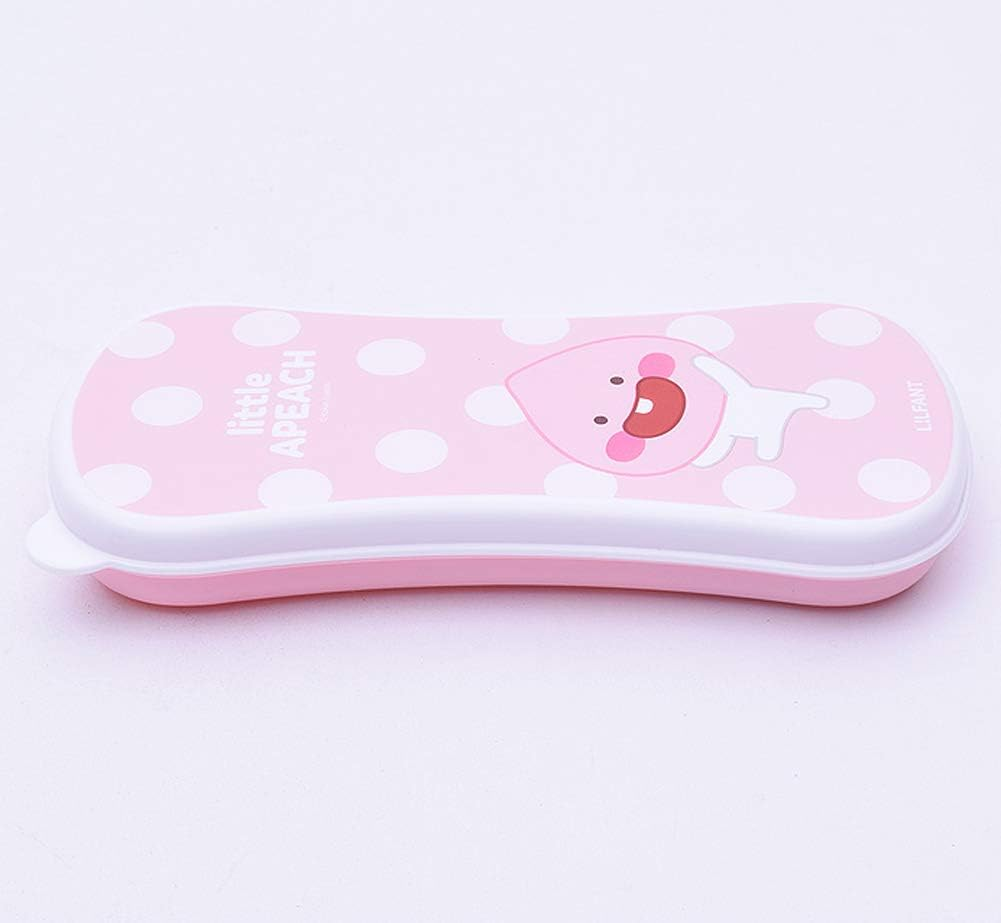 Kakao Friends - Easy Washing Clean 304 Stainless Steel Spoon & Fork (1.1 Inch X 5.6 Inch) with Wide Case Tableware Set for Kids, Pink (Little Apeach) image number 6