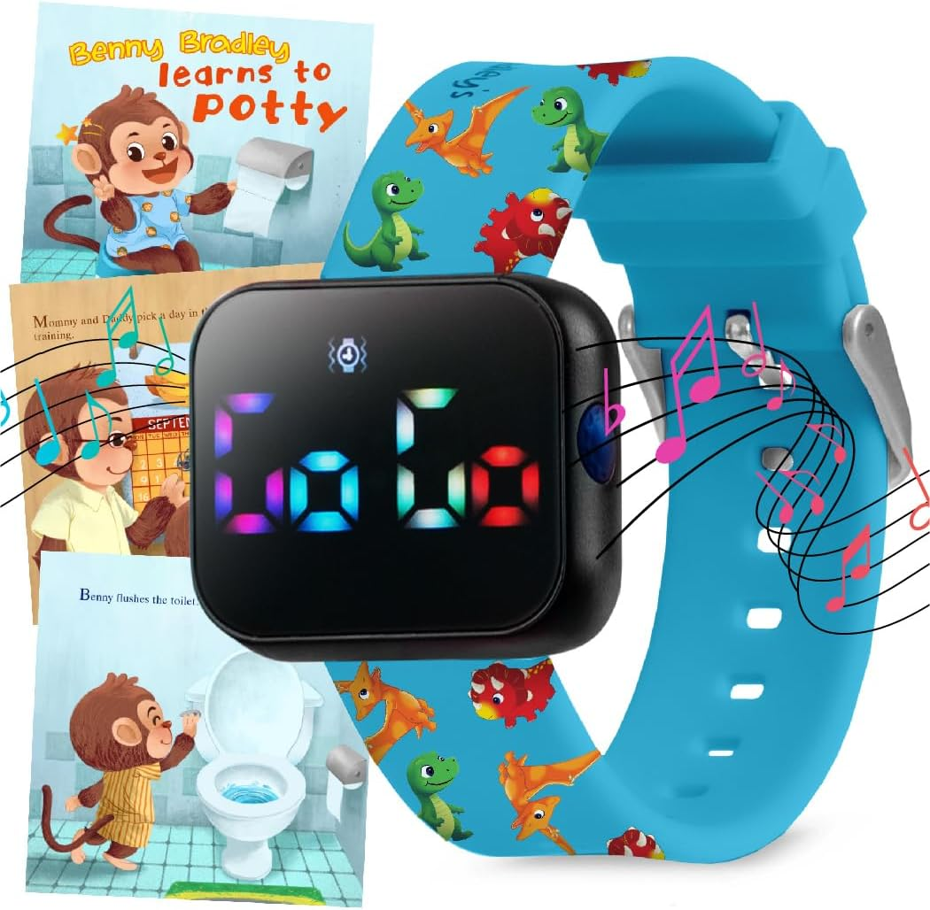 Potty Training Watch for Kids V2 &ndash; a Water Resistant Potty Reminder Device for Boys & Girls to Train Your Toddler with Fun/Musical & Vibration Interval Reminder with Potty Training Ebook (Racer Red)
