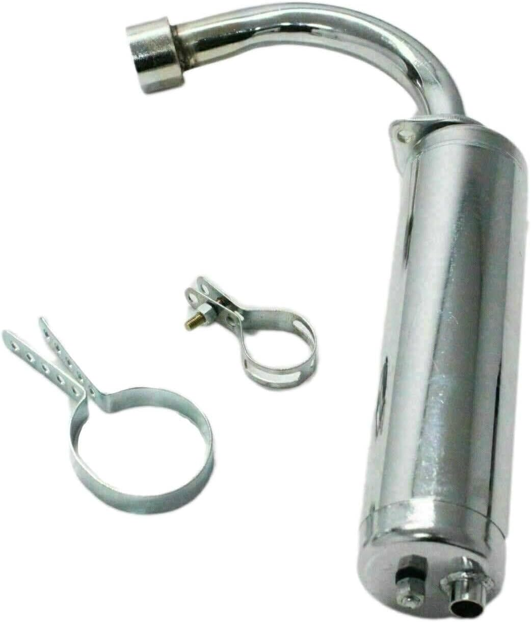TDR Exhaust Muffler Pipe for 2 Stroke 100CC Engine Kit Motorized Push Bike Bicycle Silver Exhaust Pipe image number 5