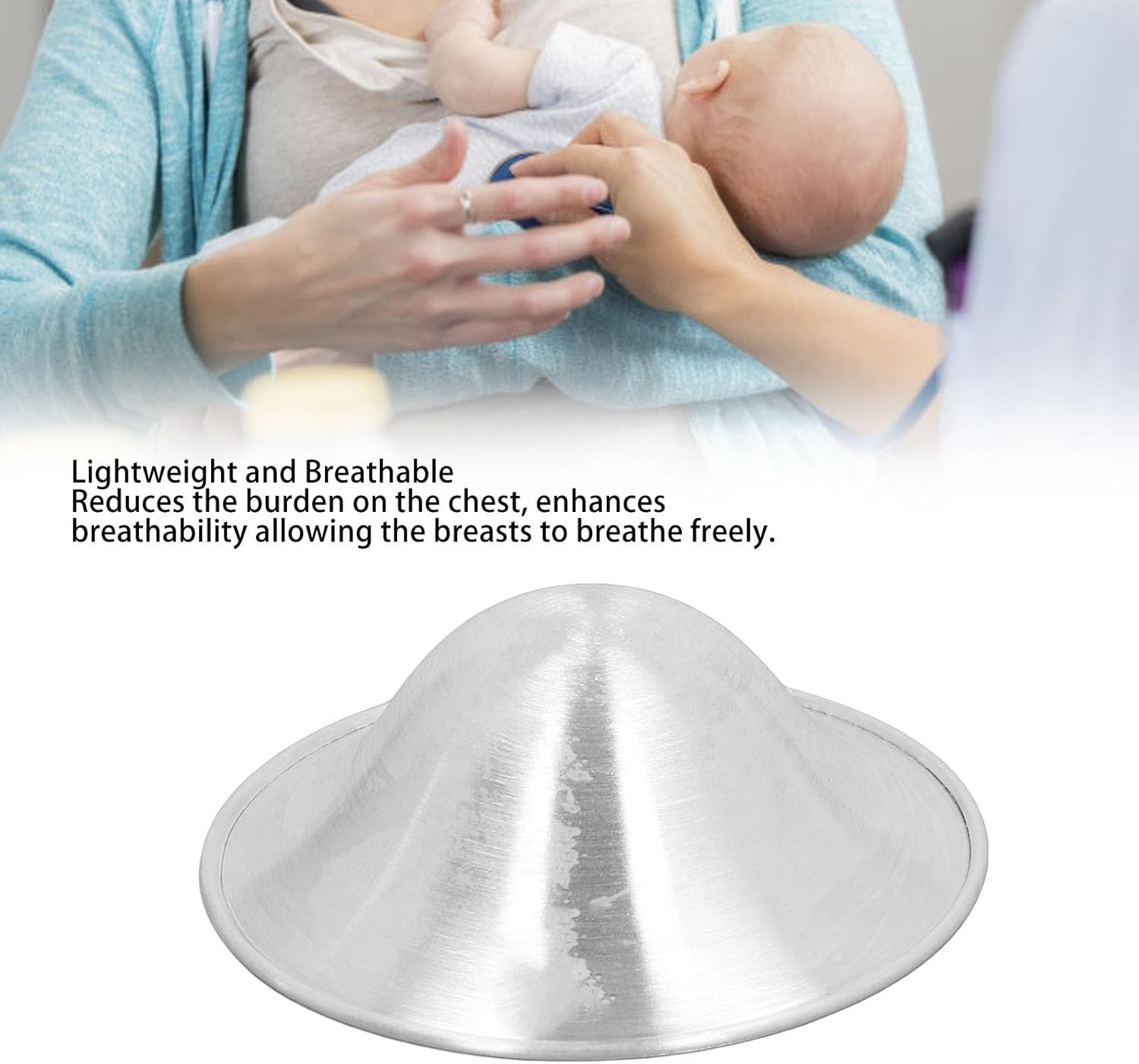 Silver Nursing Cups, Nipple Products for Nursing Newborn Breastfeeding Essentials Protect and Soothe, Standard Size Newborn Essentials Must Haves 925 Sterling Silver Nipple Product