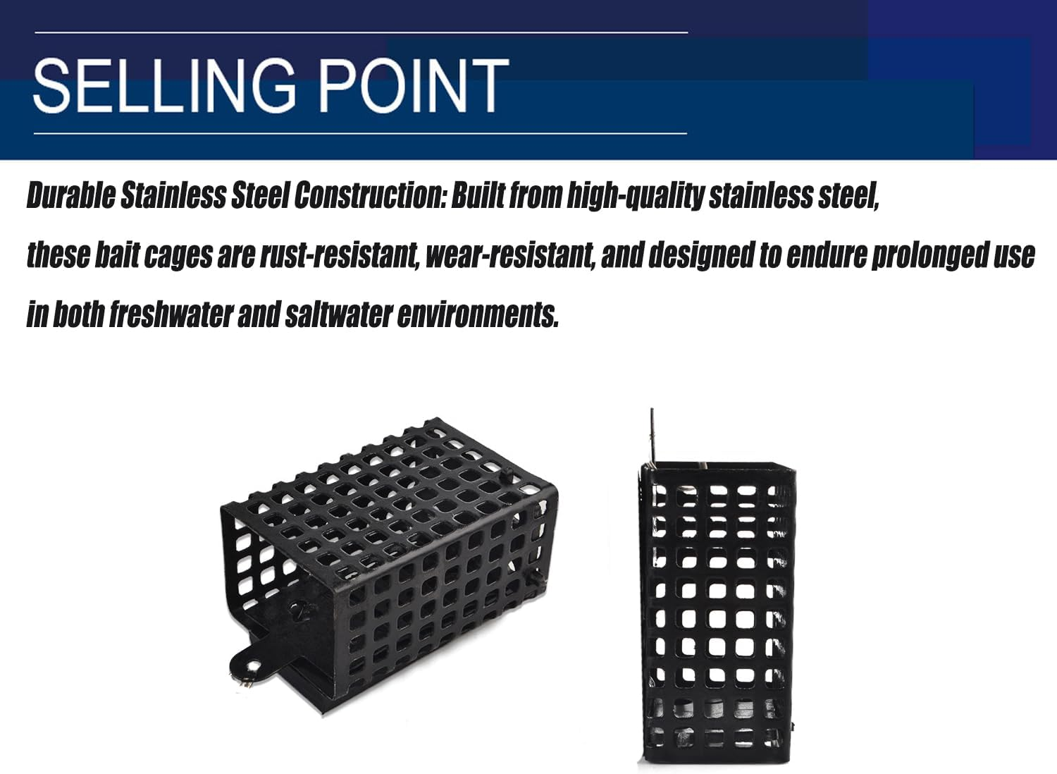 3 Pcs Iron Fishing Bait Cage, Fishing Trap Lure Cage Basket, Durable Square Feeder Holder Set, Fishing Gear Tackle Accessories for Carp and Freshwater Fish image number 5