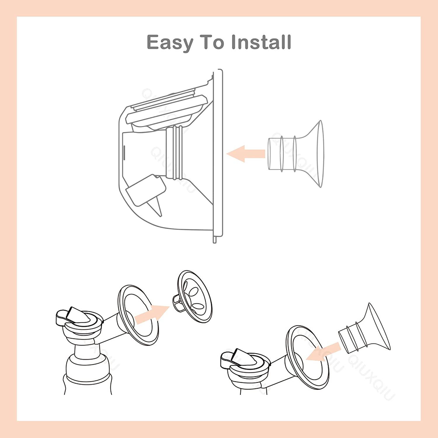 QIUXQIU Wearable Breast Pump Accessories Bpa-Free Replacement Parts Flange Inserts 17+19+21Mm Set for QIUXQIU 24Mm Breast Pump S9/S10/S12 Parts Replace image number 6