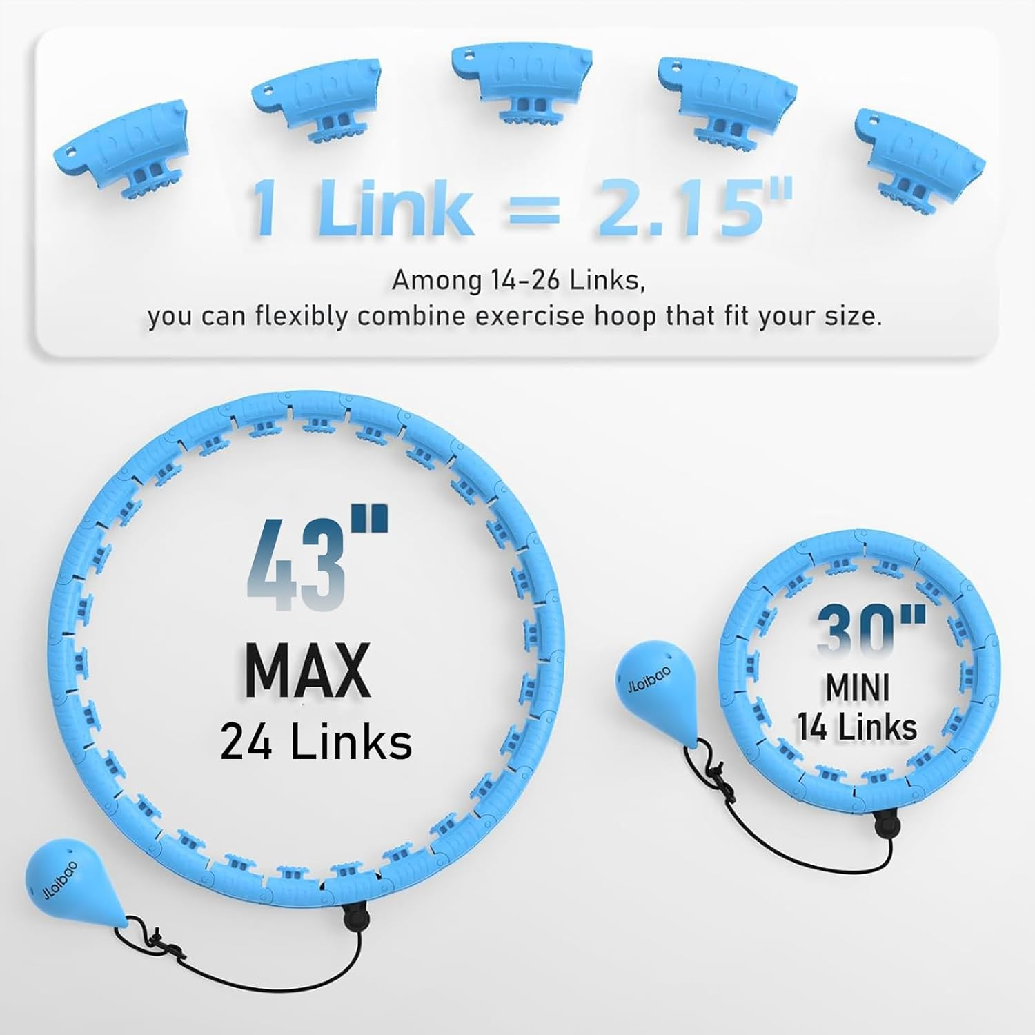 LEFAFA Weighted Hula Hoop, Weighted Hula Circle with 24 Detachable Links for Adults Weight Loss, 2 in 1 Smart Fitness Exercise Hoop for Men and Women Abs Workout image number 3