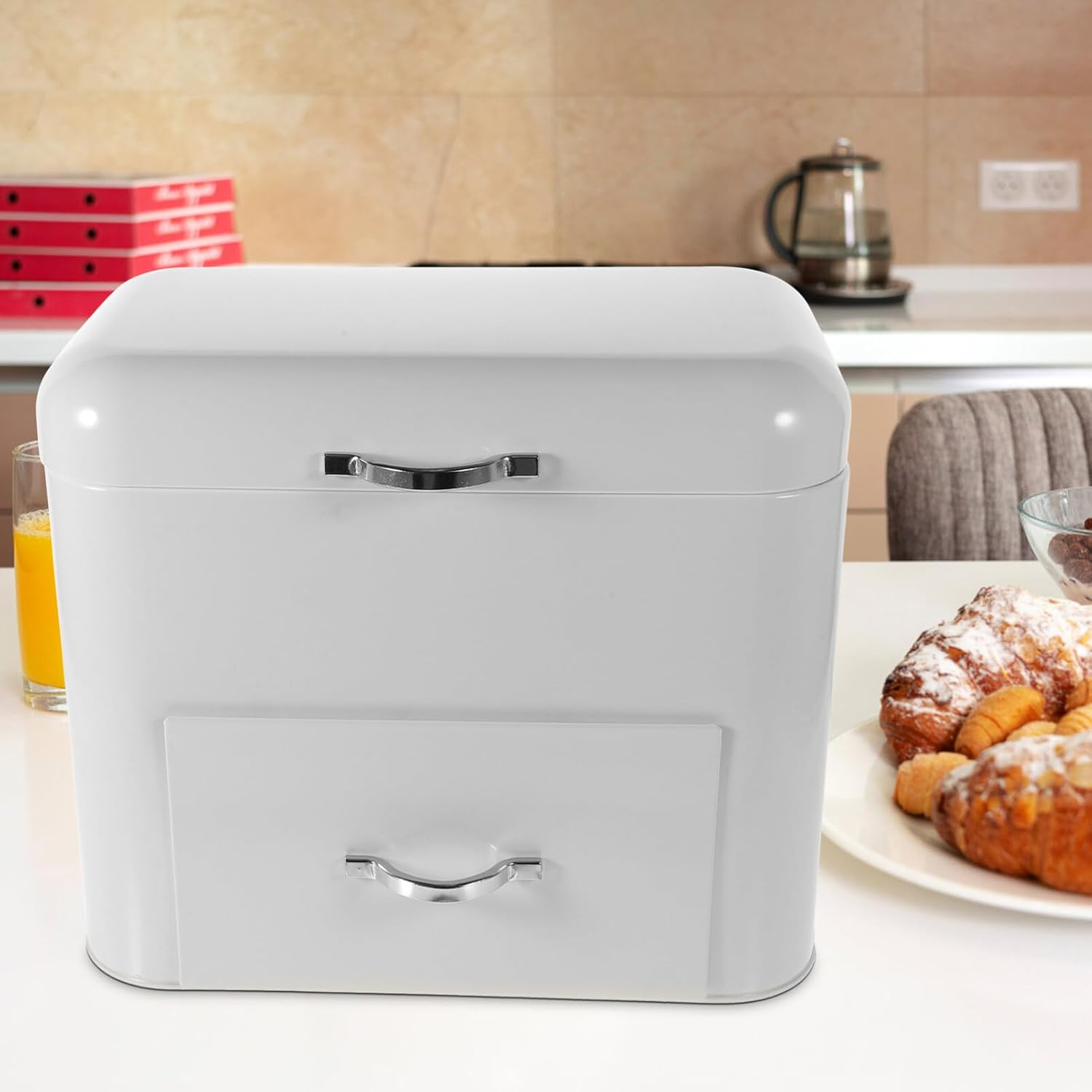 STOBAZA Large Retro Bread Storage Container Versatile Kitchen Organizer for Homemade Bread Snacks More Spacious Design for Countertop Use for Home Bakery Storage image number 2
