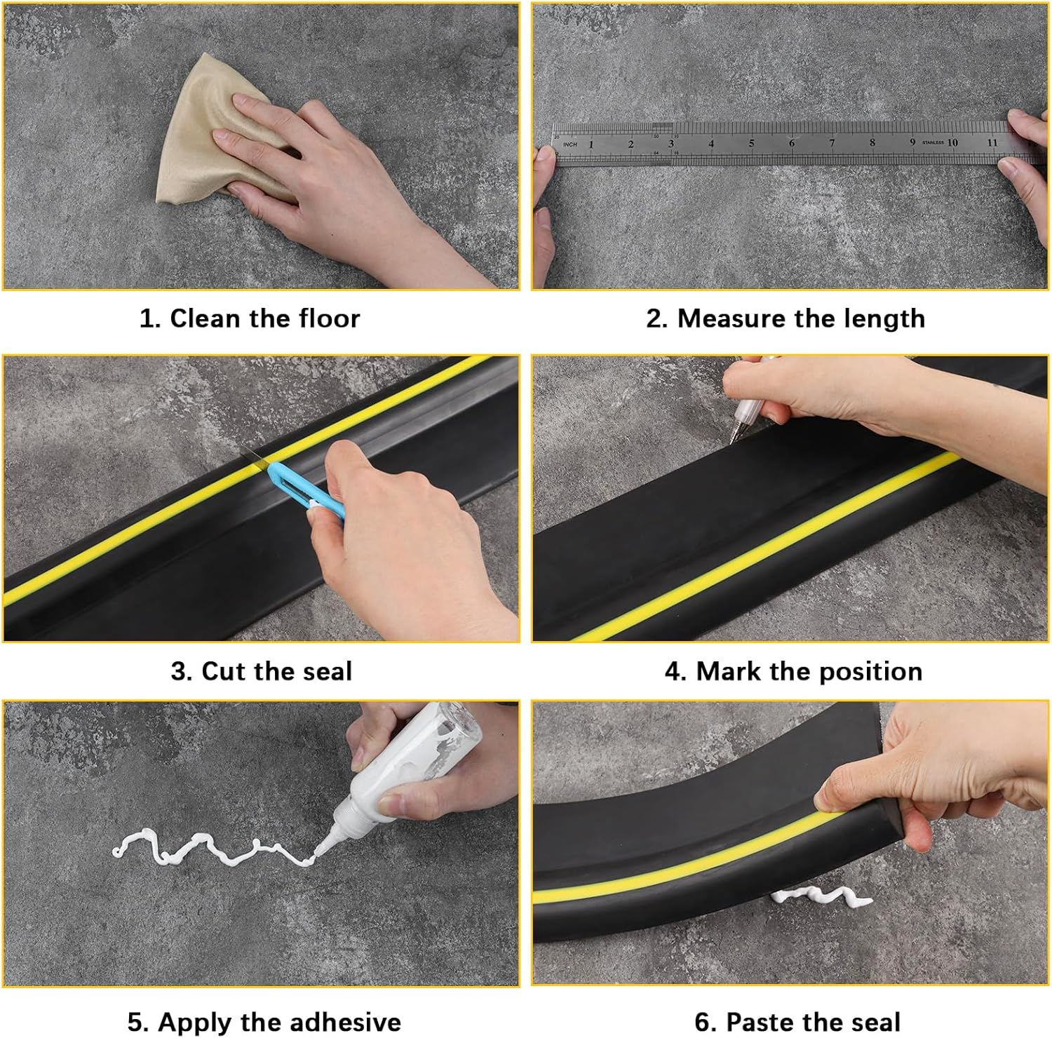10Ft/3M Universal Garage Door Rubber Threshold Strip, Weatherproof Seal Strip DIY Weather Stripping Replacement, Not Include Adhesive/Sealant image number 3